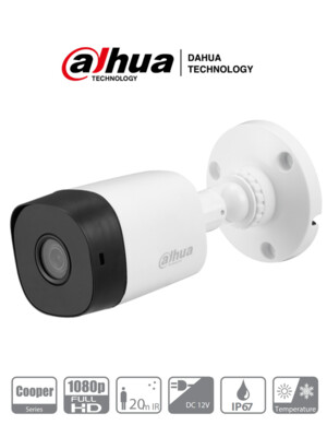 DAHUA COOPER B1A21 - Camara Bullet HDCVI 1080p/ 93 Grados de Apertura/ Lente de 3.6mm/ IR de 20 Mts/ IP67/ TVI AHD y CVBS