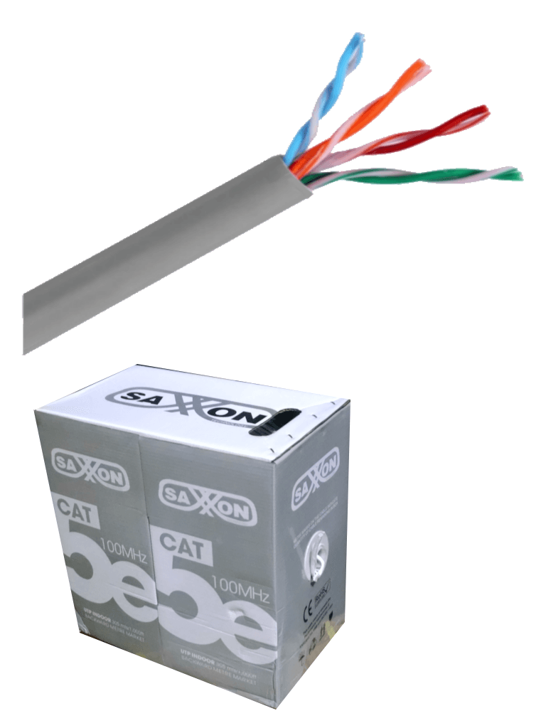 SAXXON OUTP5ECCA305G - Cable UTP CCA / Categoria 5E / Color gris / Interior / 305 Mts / CERT ISO9001 / UL 444 / ROHS / ANSI / Tia / EIA-568B