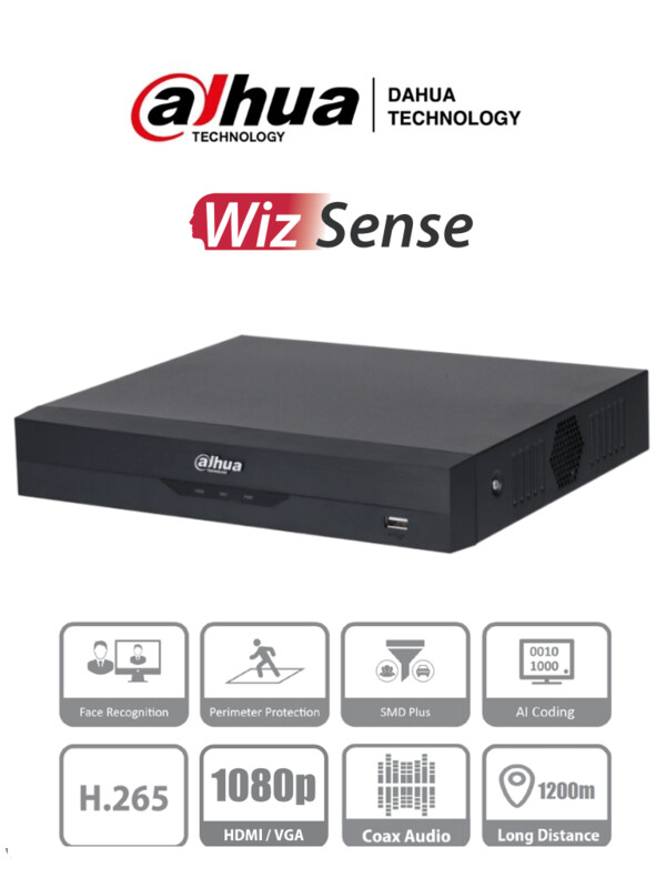 DAHUA XVR5104HS-4KL-I2 - DVR de 4 Canales 4k/ WizSense/ H.265+/ 4 Canales HDCVI+4 IP