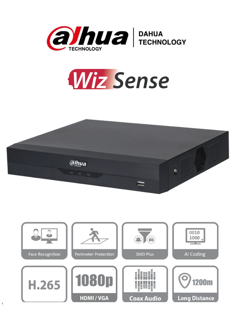 DAHUA XVR5104HS-I2 - DVR de 4 Canales 5 Megapixeles Lite/ WizSense/ H.265+