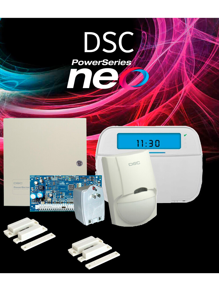 DSC NEO-ICON-SB - Paquete SERIE NEO con panel HS2032 de 8 zonas cableadas expandible a 32