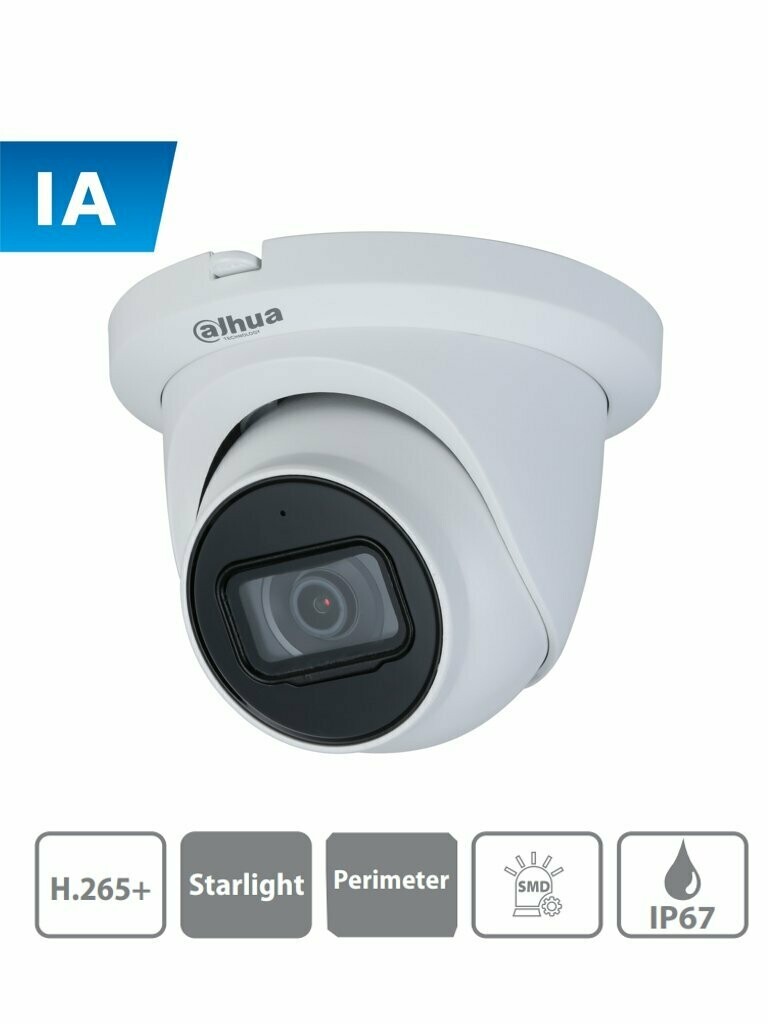 DAHUA IPC-HDW3441TMN-AS Camara IP Domo con Inteligencia Artificial/ 4 Megapixeles/ Lente de 2.8mm/ Microfono Integrado/ WDR/ Ir 50 Mts/ SMD/ IP67/