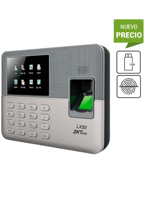 ZKTECO LX50 - Control de Asistencia Básico / 500 Usuarios / 500 Huellas / 500 Password / Descargas USB en Hoja de Cálculo