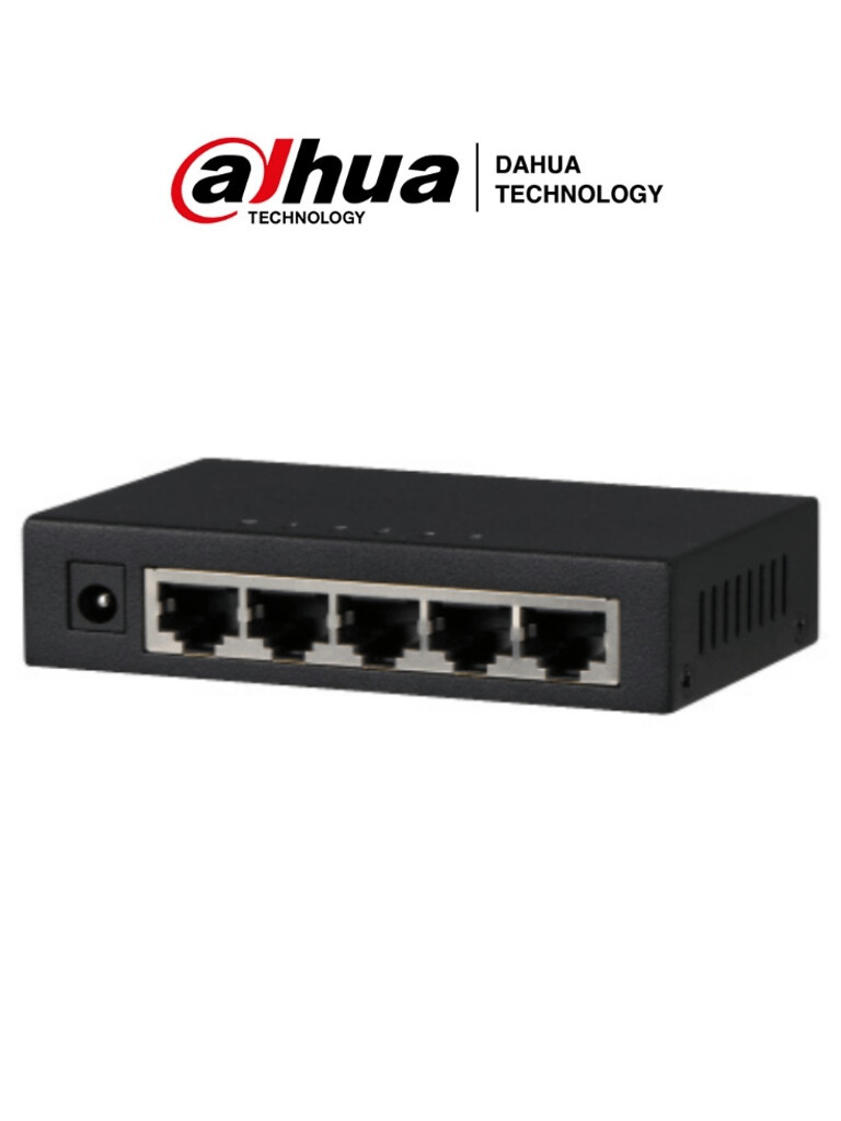 DAHUA PFS3005-5GT - Switch Gigabit de 5 Puertos No Administrable/ Capa 2/ 10/100/1000 Base-T/ Carcasa Metalica/ Switching 10G/ Tasa de Reenvio de Paquetes 7.44 Mbps/ Memoria Bufer de Paquetes 1Mb/ Con