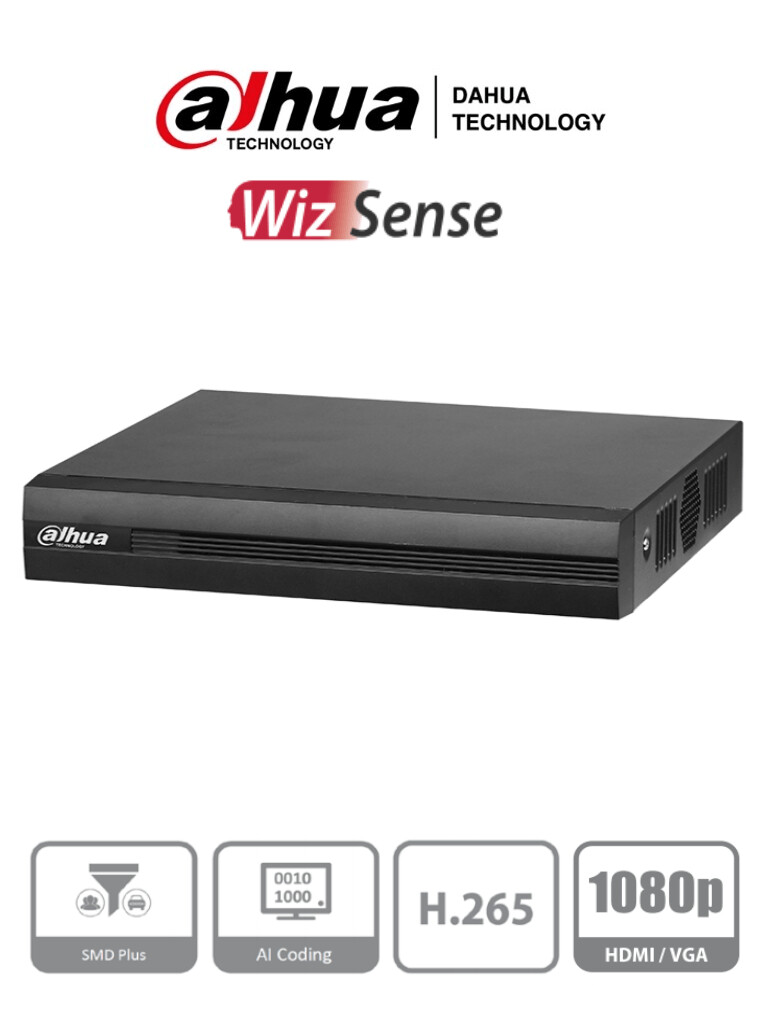 DAHUA XVR1B16-I - DVR de 16 Canales 1080p Lite/ WizSense/ Cooper-I/ H.265+/ 16 Canales+2IP o Hasta
18 Ch IP/ 8 Canales SMD Plus/ Busqueda Inteligente (Humanos y Vehiculos)/ Codificación Inteligente/ 1
