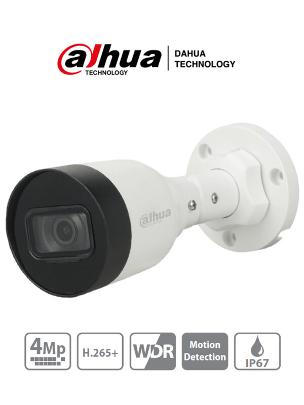 DAHUA DH-IPC-HFW1431S1-S4 - Cámara IP Bullet de 4 Megapixeles/ H.265+/ Lente de 2.8mm/ 93 Grados
de Apertura/ IR de 30 Metros/ 30 FPS/ WDR/ IP67/ DAHUA DH-IPC-HFW1431S1-S4 - Cámara IP Bullet de 4 Megapixeles/ H.265+/ Lente de 2.8mm/ 93 Grados
de Apertura/ IR de 30 Metros/ 30 FPS/ WDR/ IP67/