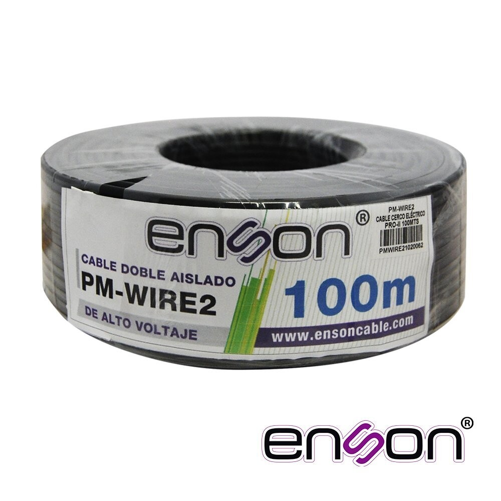 CABLE DOBLE AISLADO ENSON PM-WIRE2 PARA CONEXIÓN DE CERCAS ELECTRIFICADAS, DOBLE AISLANTE PARA MEJOR PROTECCION EN INSTALACION, BOBINA DE 100 METROS, CONEXIÓN PARA ENERGIZADOR Y LINEAS DE ALTA TENSION