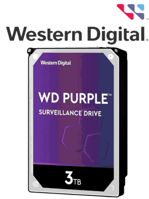 WESTERN WD30PURZ - Disco Duro de 3TB Purple/ Especial para Videovigilancia/ Trabajo 24/7/ Interface: Sata 6 Gb/s/ Hasta 64 Cámaras/ Hasta 8 Bahías de Discos Duros
