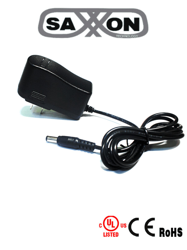 SAXXON PSU12015E - Fuente de Poder Regulada de 12vdc/ 1.5 Ampers/ Conector Macho/ Especial para Camaras de CCTV/ Usos Multiples/