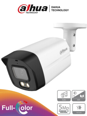 DAHUA HFW1509TLM-A-LED - Camara Bullet Full Color de 5 Megapixeles/ Lente de 3.6mm/ Microfono Integrado/ Leds para 40 Mts/ Starlight/ IP67/ Metal+Policarbonato