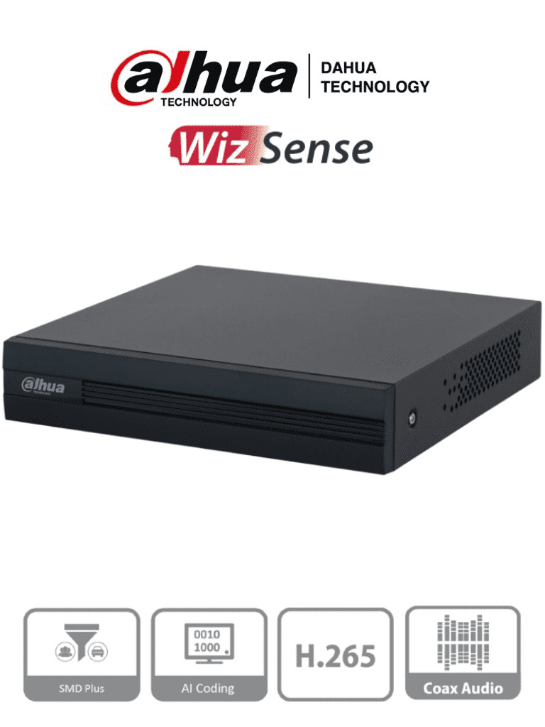DAHUA XVR1B08-I - DVR de 8 Canales 1080p Lite/ WizSense/ Cooper-I/ H.265+/ 8 Canales+2 IP o Hasta 10 Ch IP/