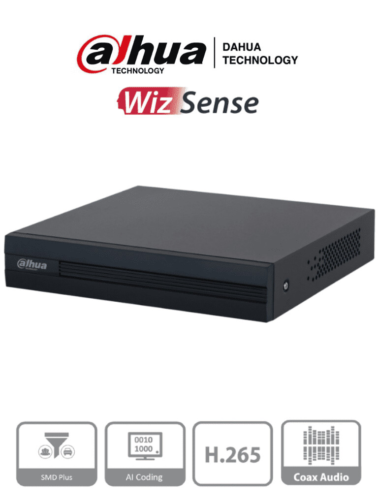 DAHUA XVR1B04-I - DVR de 4 Canales 1080p Lite/ WizSense/ Cooper-I/ H.265+/ 4 Canales+1 IP o Hasta 5 Canales IP/ 4 Canales con SMD Plus