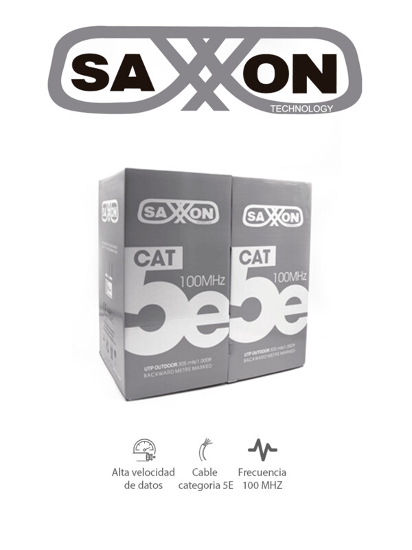 SAXXON OUTPCAT5ECOPEXT - Cable UTP 100% cobre / Categoria 5E / Color negro / Exterior / 305 Mts / Redes / Video / 4 Pares