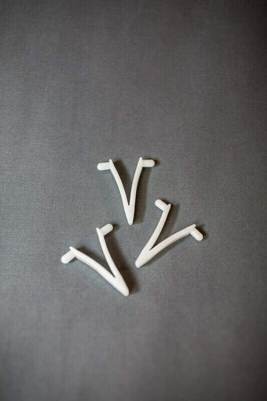 3 Pack of Butterfly "V" Clips - White