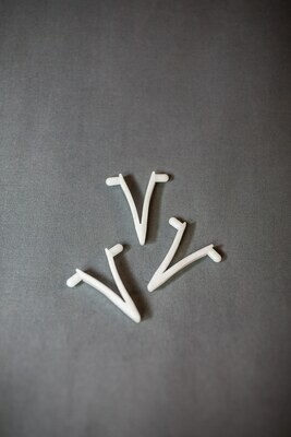 3 Pack of Butterfly "V" Clips - White