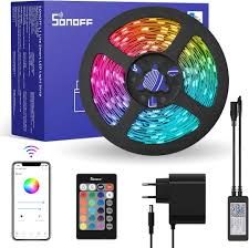 SONOFF™ Smart Wi-Fi RGB LED Strip Controller, Accessories: Assorted 5050 RGB LED Strips, IR Remote, 12V DC Adaptor, SONOFF™ L1 Kit - Light Dances with Music Using eWeLink APP, Alexa, Google Assistant
