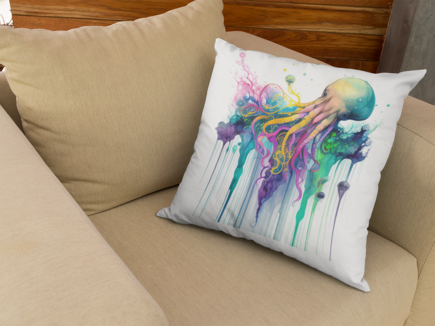 Abstract Octopus Throw Pillow #2