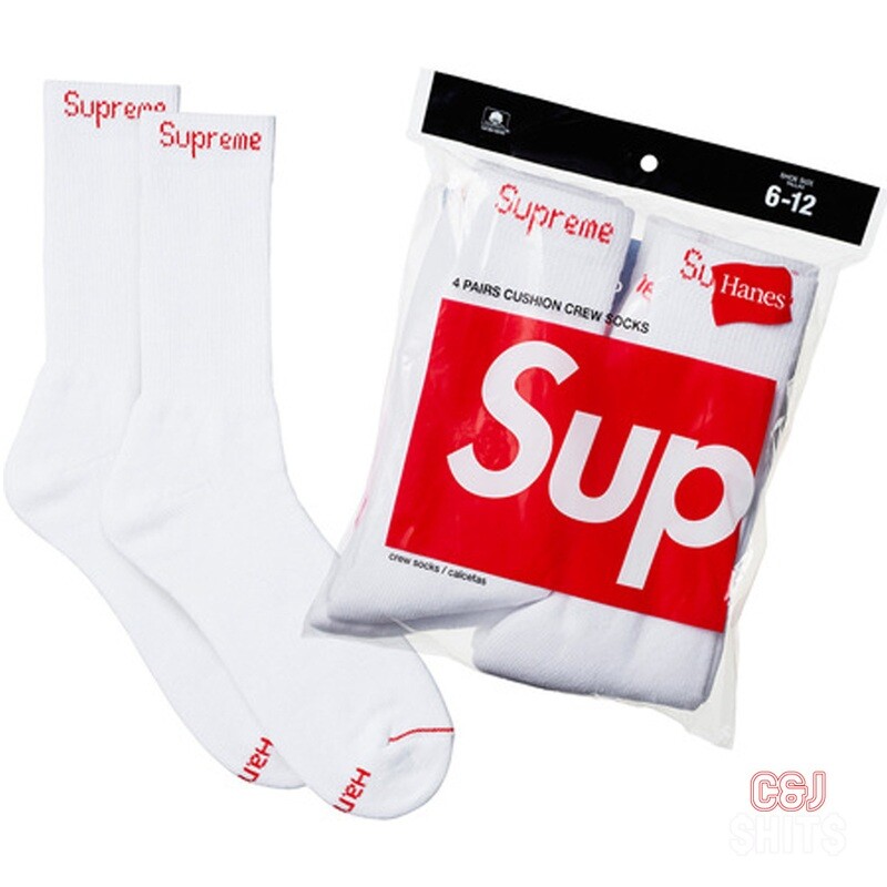 Supreme®/Hanes® Crew Socks (4 Pack) White