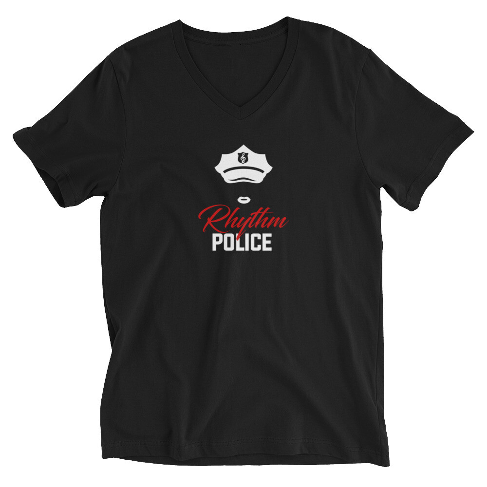 Rhythm Police -Unisex Short Sleeve V-Neck T-Shirt (Dark, Female)