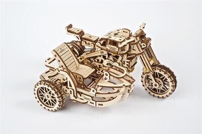 Moto Scrambler UGR-10 avec Side-Car UGEARS – Puzzle 3D Mécanique en bois