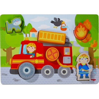 HABA - Puzzle en bois Camion de pompier