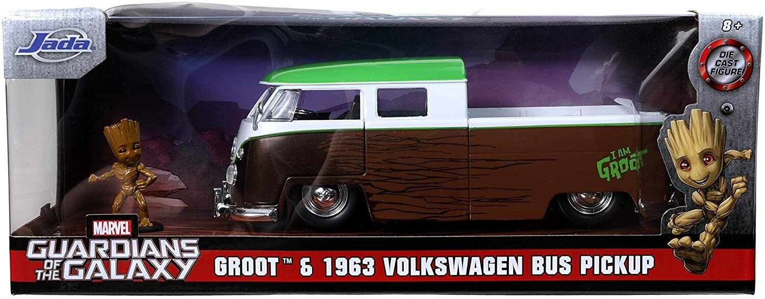 JADA - Les Gardiens de la Galaxie 1/24 Hollywood Rides 1962 Volkswagen Bus métal avec figurine