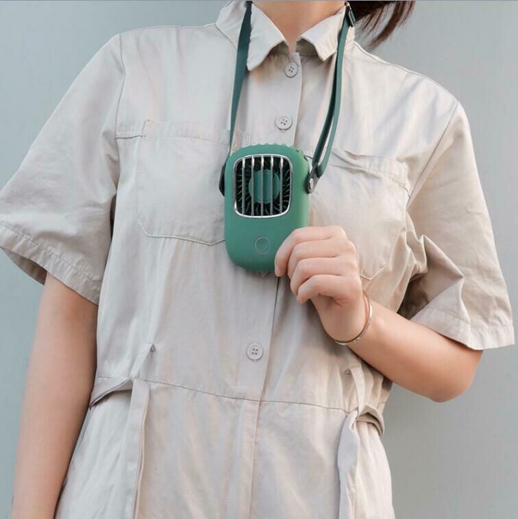 CYKE 2020 Hanging Neck USB Fan Portable Mini Fan Usb Rechargeable Cooling Hands-free Hanging Neck Band Fan for Outdoor Traveling