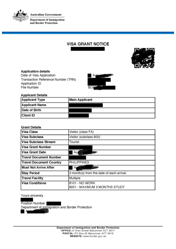 Australia Visitor (subclass 600) Visa