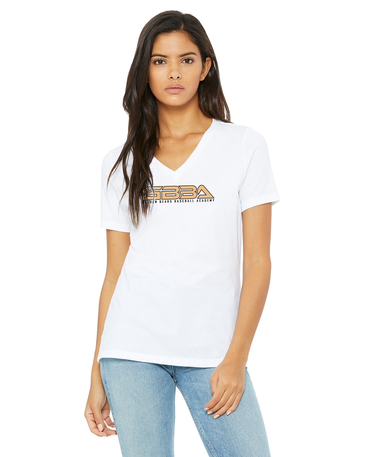 Bella + Canvas Ladies&#39; Relaxed Jersey V-Neck T-Shirt, Color: White