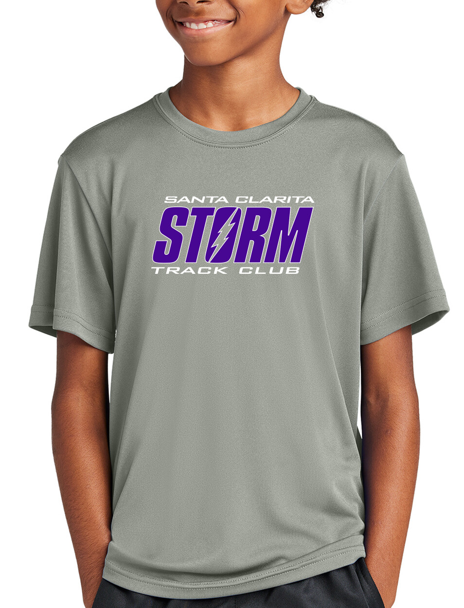 Youth Poly &quot;Dry Fit&quot; T-Shirt - Grey