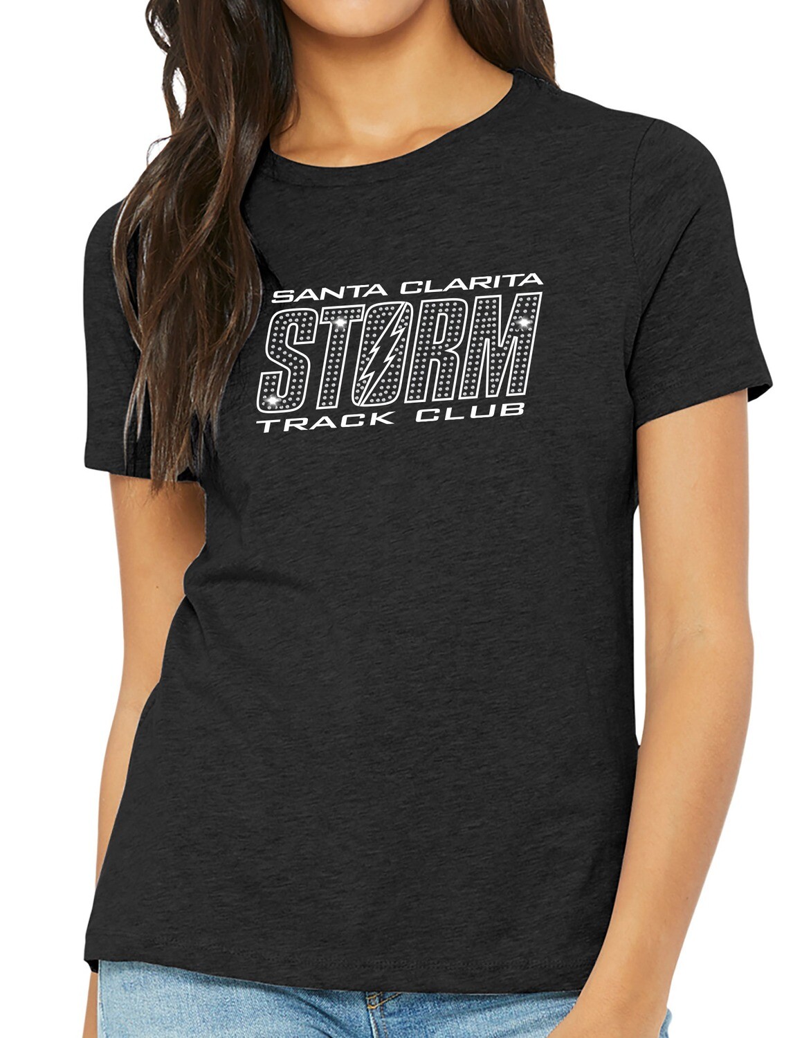 BELLA+CANVAS® Women’s Relaxed CVC Tee Black Heather BLING