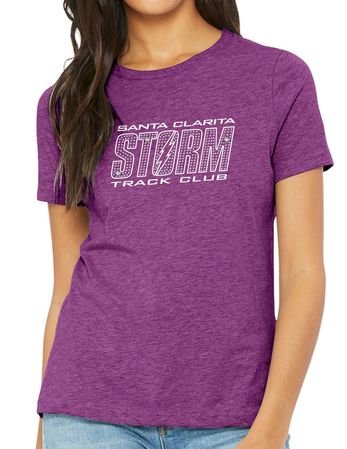 BELLA+CANVAS® Women’s Relaxed CVC Tee Purple Heather BLING