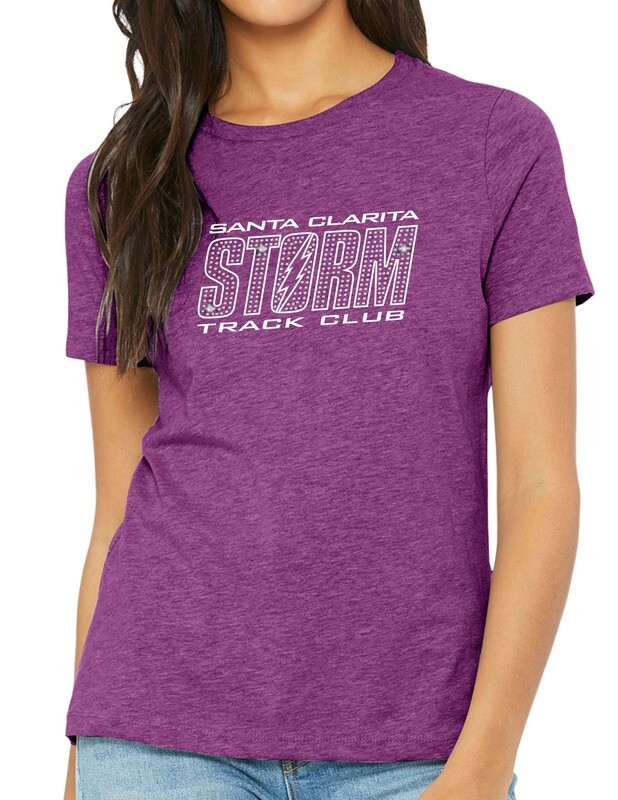 BELLA+CANVAS® Women’s Relaxed CVC Tee Purple Heather BLING