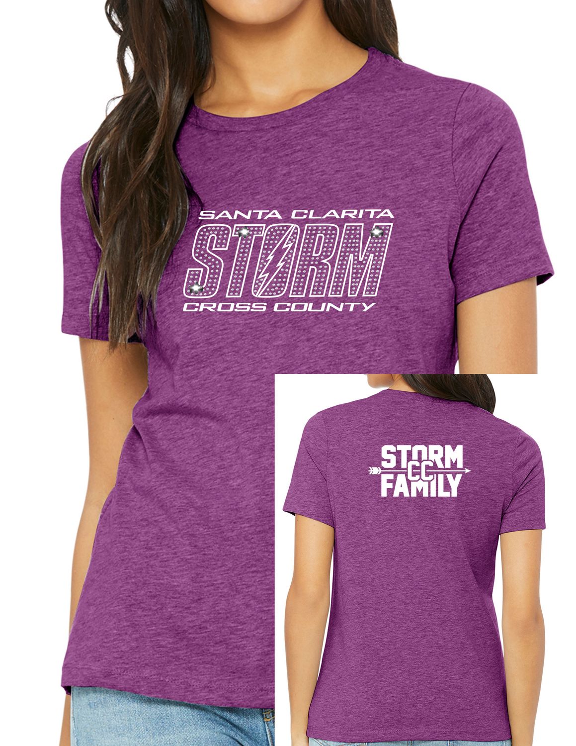 BELLA+CANVAS® Women’s Relaxed CVC Tee Purple Heather BLING