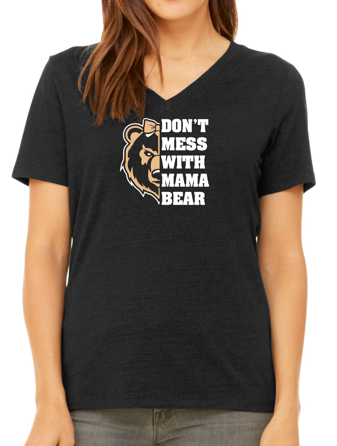 BELLA+CANVAS® Women’s Relaxed CVC V-Neck Tee Don't Mess With Mama Bear