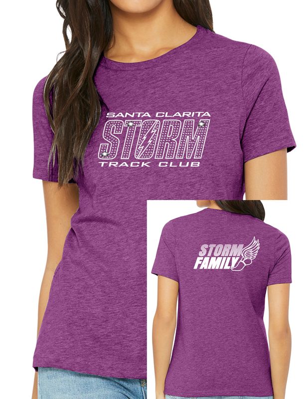 BELLA+CANVAS® Women’s Relaxed CVC Tee Purple Heather BLING