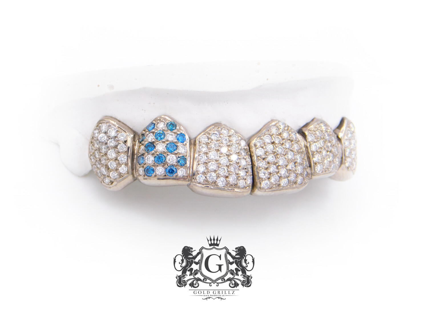Iced Out Grillz - Blue & Clear Diamonds