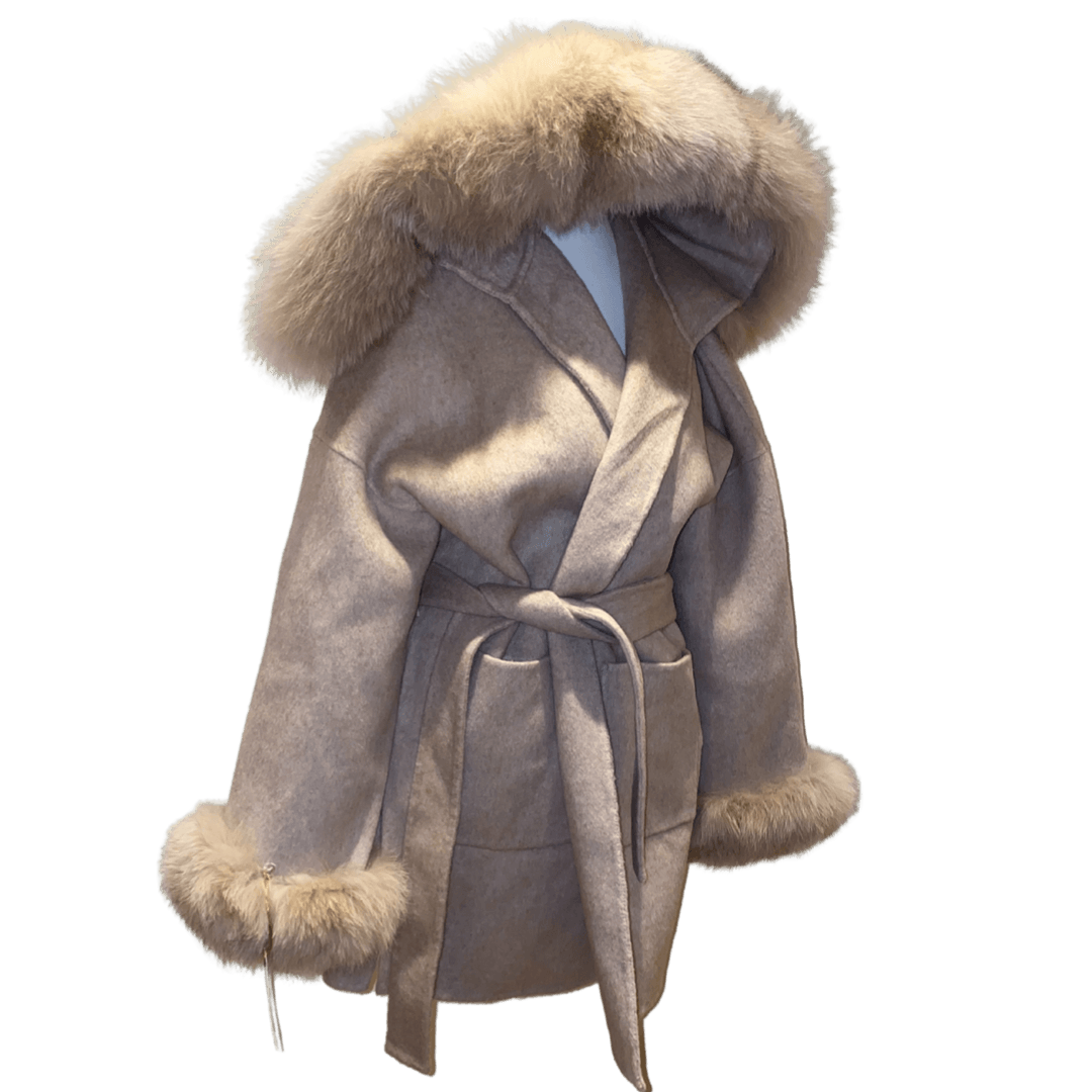 Mayfair Cashmere & Wool Blend Fox Fur Coat – Furella