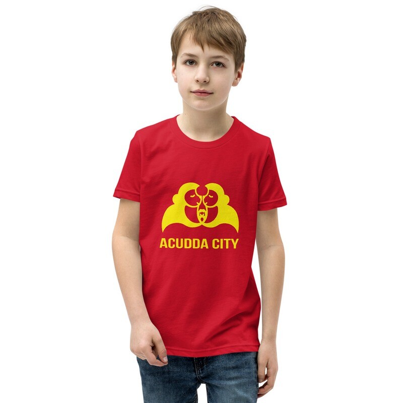 Youth Short Sleeve T-Shirt - ACUUDA CITY - BANANA YELLOW LOGO