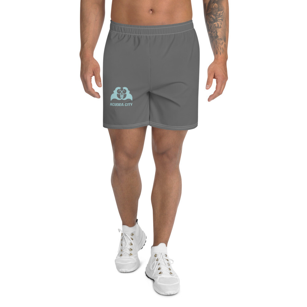 Men&#39;s Grey Athletic Long Shorts - AUCCDA CITY - ELETRIC PALE LOGO, Size: XS