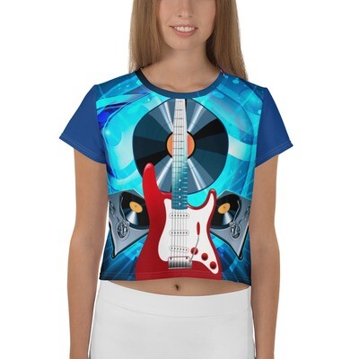 Women&#39;s All-Over Print Crop Tee - Guitar Blast