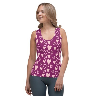 Women&#39;s Sublimation Cut &amp; Sew Tank Top - Love Hearts, Size: XS