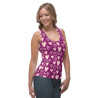 Women&#39;s Sublimation Cut &amp; Sew Tank Top - Love Hearts