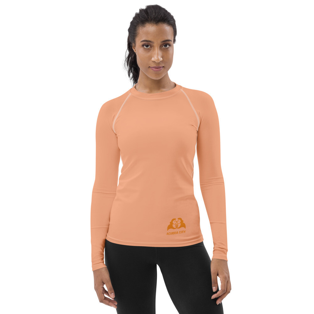 Women&#39;s Long Sleeve Shirt Rash Guard Orange - ACUDDA CITY - SPRING ORANGE LOGO