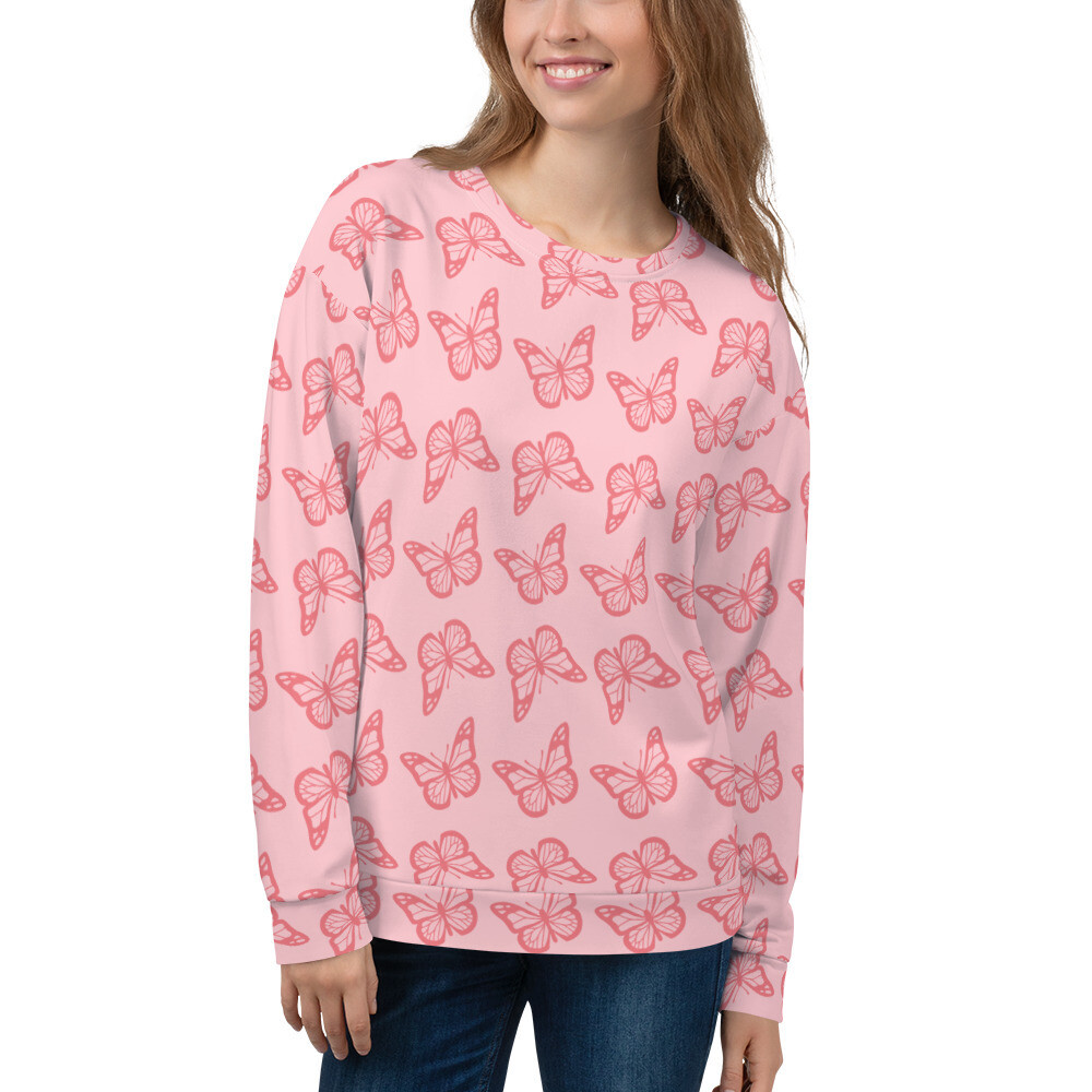 Women&#39;s Sweatshirt - Pink Butterflies