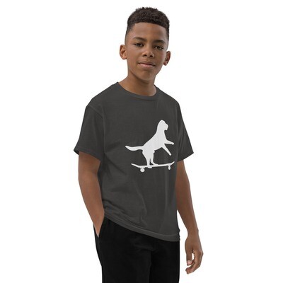 Youth Short Sleeve T-Shirt - Skateboarding Dog