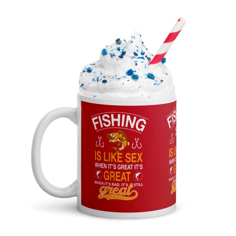 White glossy mug - Fishing is Like....., Size: 11oz