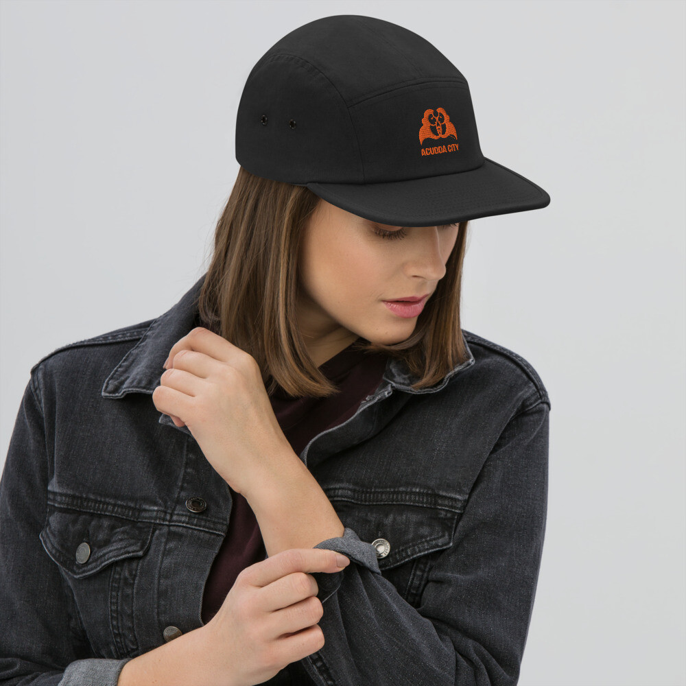 Five Panel Cap - ACUDDA CITY - Blood Orange Logo, Color: Black