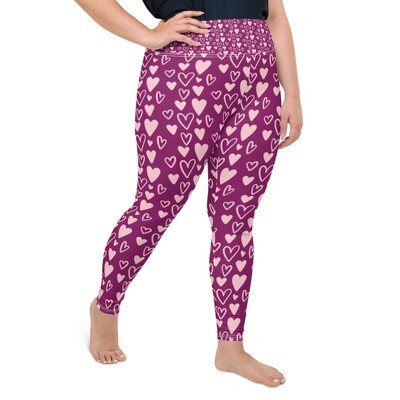 Women&#39;s Plus Size Leggings - Love Hearts Print, Size: 2XL