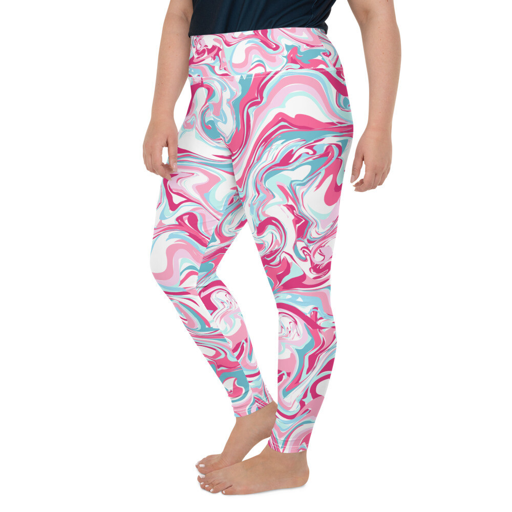 Women&#39;s Plus Size Leggings - Pink Marble Print